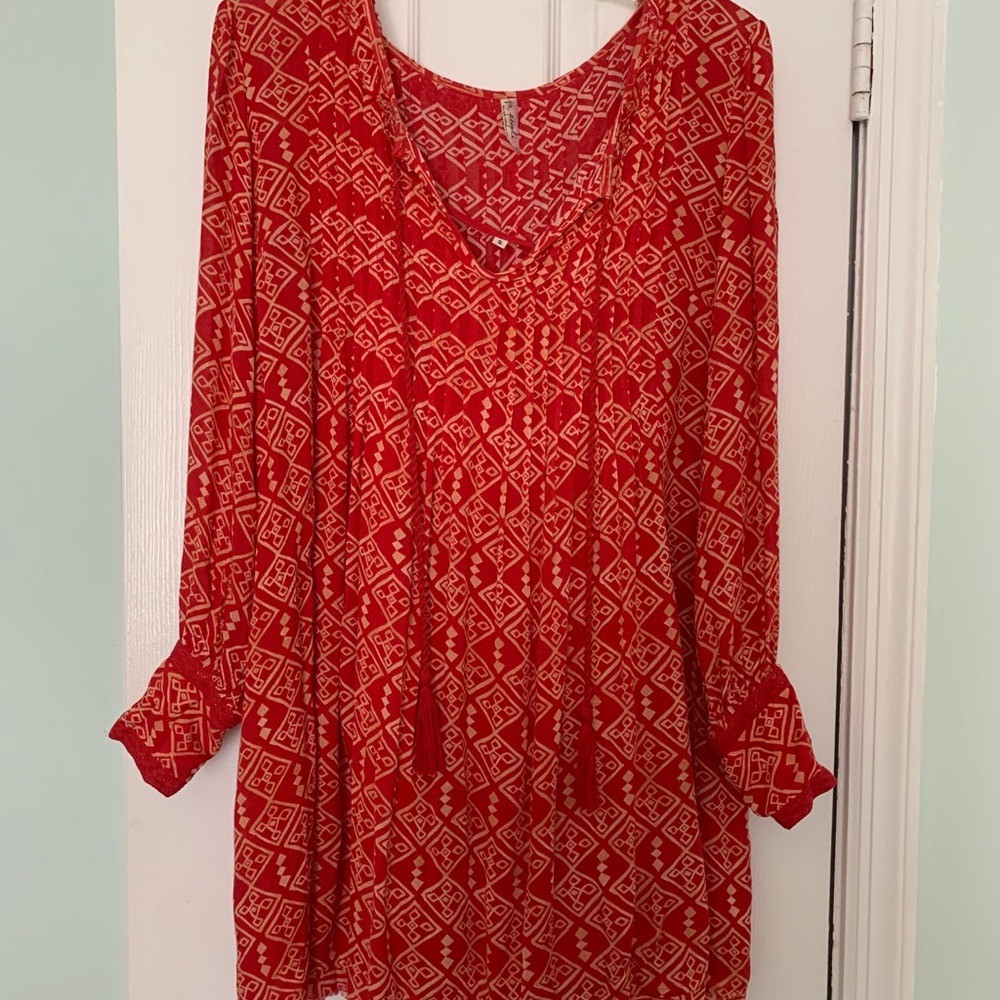 FREE PEOPLE boho dress in red print size S